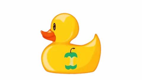 Cartoon yellow rubber duck with nf-core logo badge on it's body with the nf-core logo.